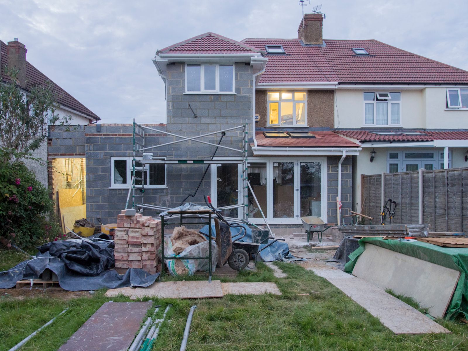 Rear house extension under construction